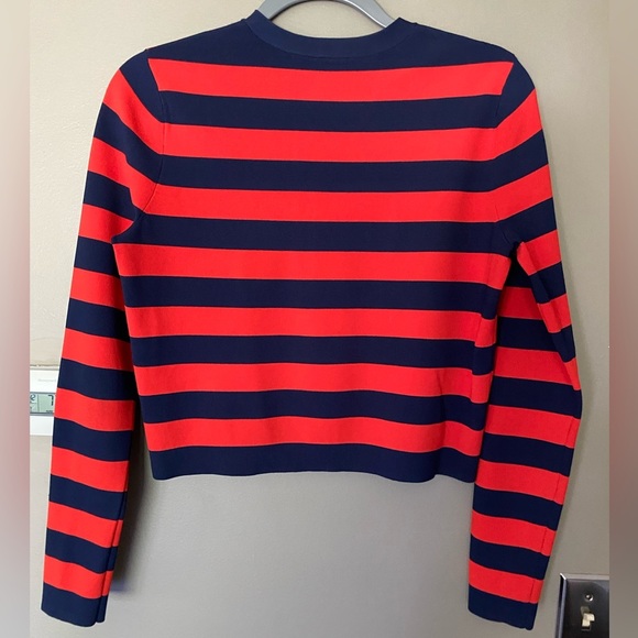 VERONICA BEARD Broome Red & Navy Knit Crop Crewneck Sweater Size Small - Picture 10 of 12
